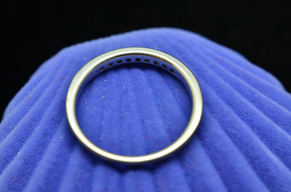 10K White Gold Alt Blue & White Diamond 9 Stone Anniversary Ring Band Size 6.75