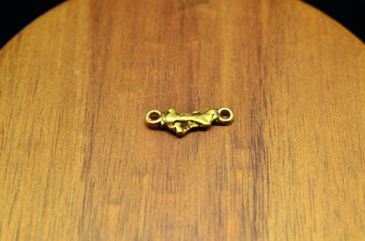 20K Yellow Gold natural gold nugget w/ jump rings 0.7 grams 15.5mm X 5mm X 2mm