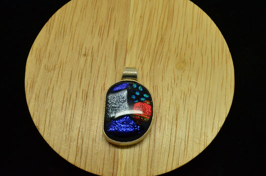 925 Sterling Silver dichroic glass solitaire pendant charm