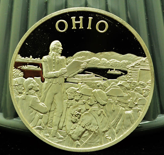 925 Silver Franklin Mint Art Round State of Ohio