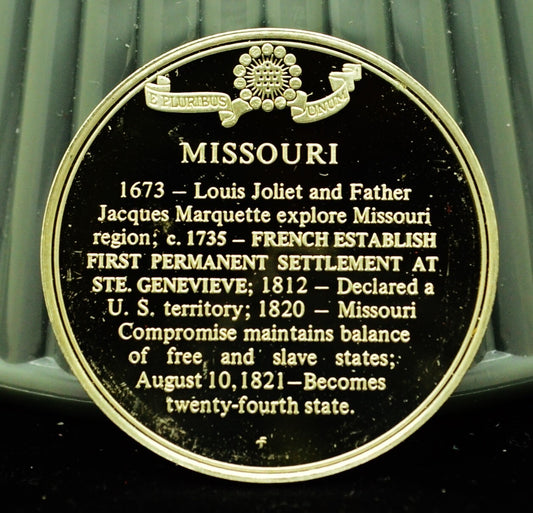 925 Silver Franklin Mint Art Round State of Missouri