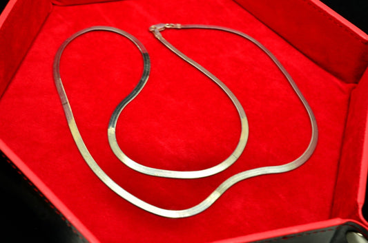 24" Silver Plated Herringbone chain necklace  3.4mm