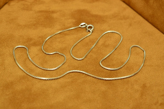 17.5" Silver Plated box chain necklace  1.1mm