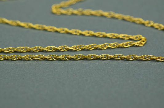18" 1/20 12K Gold Filled Loose Rope Chain Necklace 1.3mm 1.0g