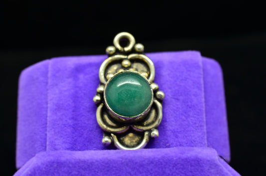 925 Sterling silver green aventurine cabochon pendant charm