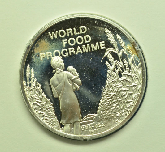 1971 Franklin Mint 925 Sterling Silver Medal First Day Cover -World Food Program