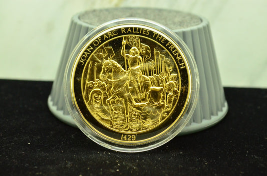 925 Silver Franklin Mint Art Round History Of Mankind Joan of Arc Rallies French