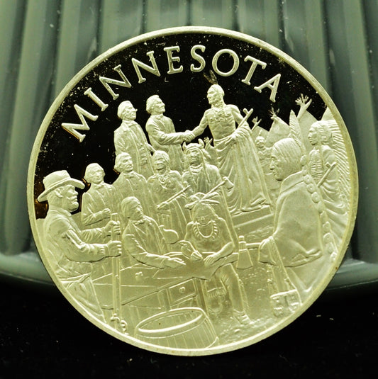 925 Silver Franklin Mint Art Round State of Minnesota