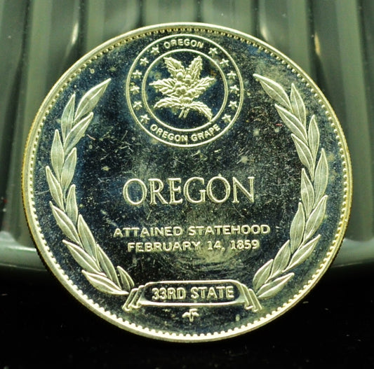 925 Silver Franklin Mint Art Round State of Oregon