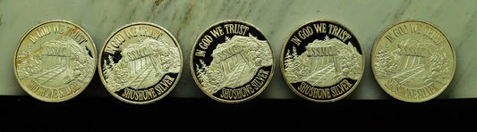 Lot 5 Shoshone Silver Mining Co Lakeview Idaho Art Rounds 1 oz .999 Silver Each