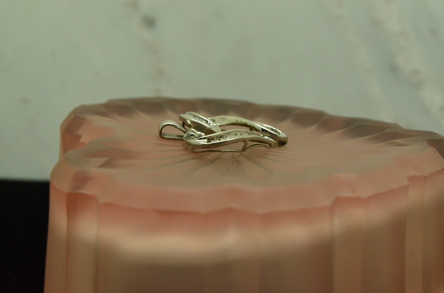 10K White Gold open heart pendant charm with diamonds 0.30 tcw