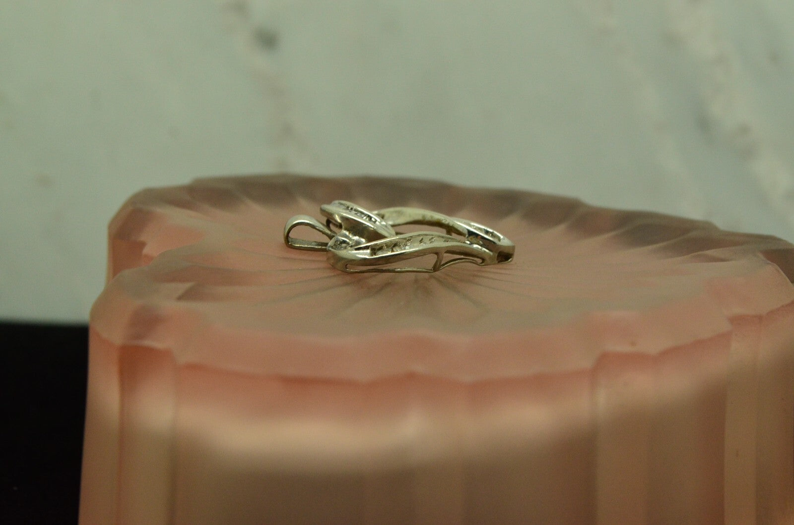 10K White Gold open heart pendant charm with diamonds 0.30 tcw