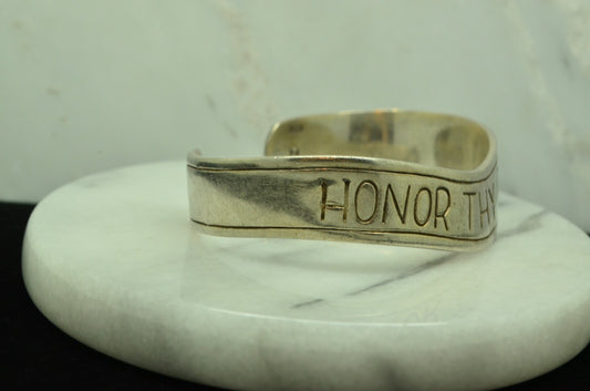 6" 925 Sterling Silver designer Honor Thy Children wave shaped cuff bracelet