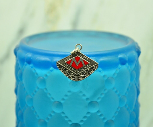 925 Sterling Silver George S May International red enamel pendant charm