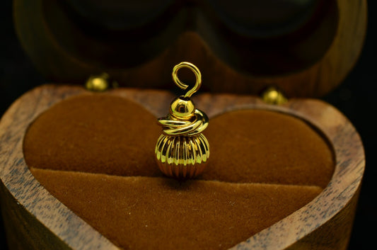 14K Yellow Gold Fancy Drop Design Hollow Bead Pendant Charm