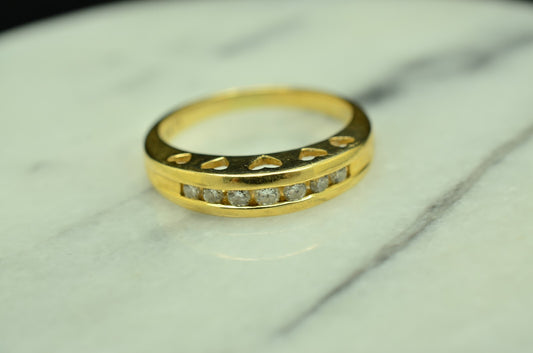 14K Yellow Gold 7 Stone Diamond Anniversary Ring Band 0.21 Carats Size 7.75
