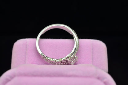 10K White Gold White Sapphire Sculptural Engagement Ring Diamond accents Size 7