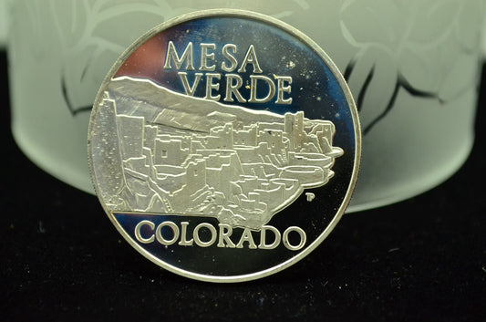 1971 Franklin Mint 925 Sterling Silver Round Art Medal Colorado Mesa Verde