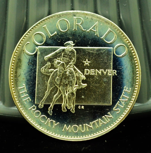 925 Silver Franklin Mint Art Round State of Colorado
