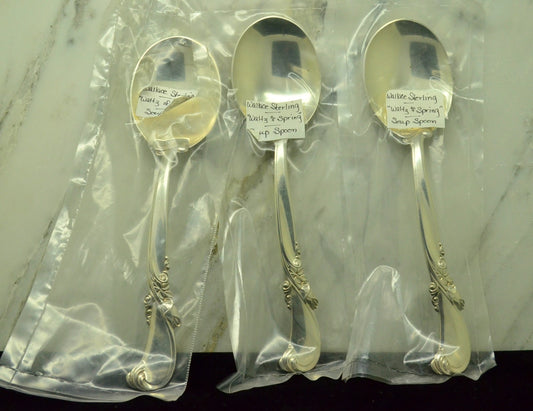 Lot of Three 925 Sterling Silver Wallace Waltz of Spring Soup Spoon 6 1/8" 119g