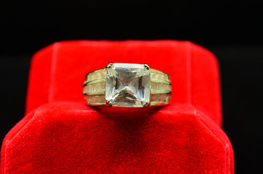 925 Sterling Silver Cushion Cut CZ Ring Band w/ Accents Size 5.5