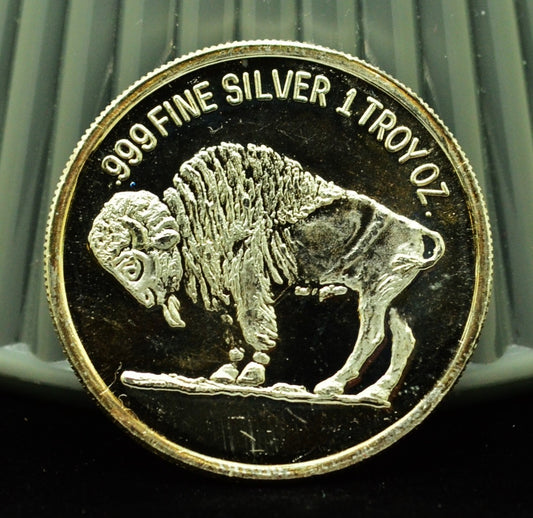 Golden State Mint Jackalope / Buffalo  Art Round -1 Troy Oz .999 Silver