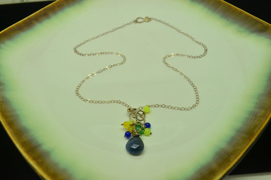 17" 925 Sterling Silver delicate cable chain with bead cluster pendant