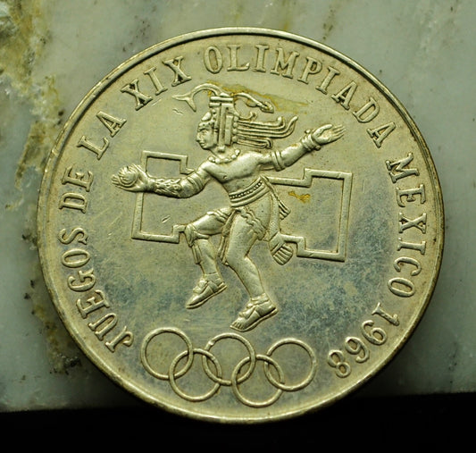 1968 Mexico 25 Pesos Olympics Commemorative 72% Silver