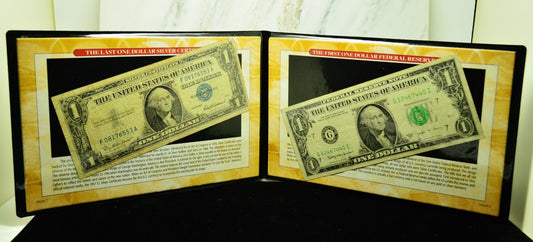 1957 $1 Silver Certificate & 1963 B Federal Reserve Note in First/Last Folder