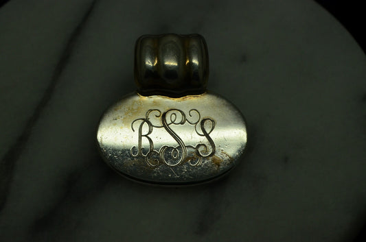 925 Sterling Silver oval pendant charm -fairly heavy -engraved