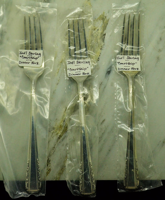 925 Sterling Silver International Courtship Set of 3 Dinner Forks 7 1/4"