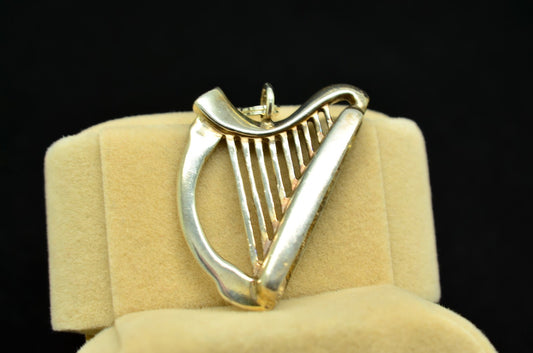 925 Sterling silver harp pendant charm