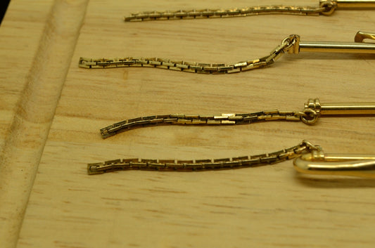 LOT OF FOUR ANSON YELLOW GOLD FILLED TIE CLIPS CLASPS W/ CHAINS  