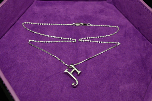 18" Silver Plated Initial "H" pendant cable chain necklace  1.1mm