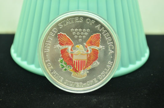 2000 $1 American Eagle Silver Dollar Colorized BU in Caplule