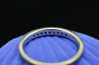 10K White Gold Alt Blue & White Diamond 9 Stone Anniversary Ring Band Size 6.75