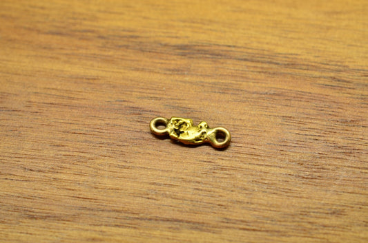 20K Yellow Gold natural gold nugget w/ jump rings 0.5 grams 12mm X 4mm X 1.5mm