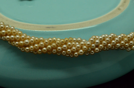 13-15" Silver Plated twisted strands imitation pearl choker necklace #D3735