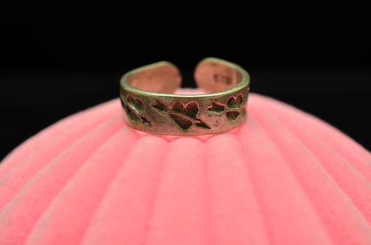925 Sterling Silver hearts and arrows toe ring