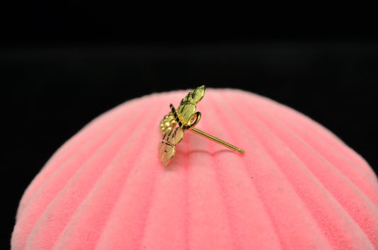 10K Yellow Gold Black Hills Gold Leaves & Grapes Single Stud Earring -just one