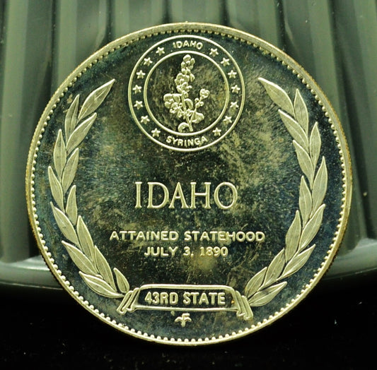 925 Silver Franklin Mint Art Round State of Idaho