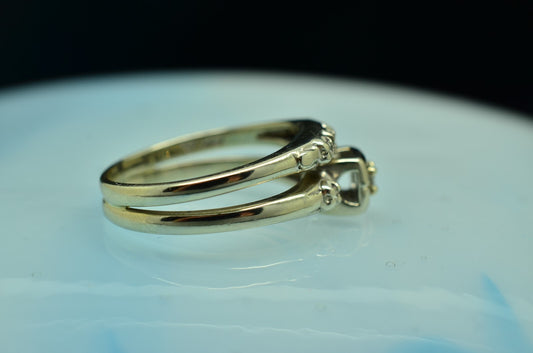 14K White Gold diamond wedding set ring band 0.22 tcw size 7