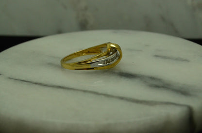 10K Yellow gold 9 diamond anniversary ring band w/ overpass design size 7 #D3795