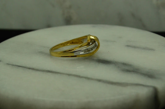 10K Yellow gold 9 diamond anniversary ring band w/ overpass design size 7 #D3795