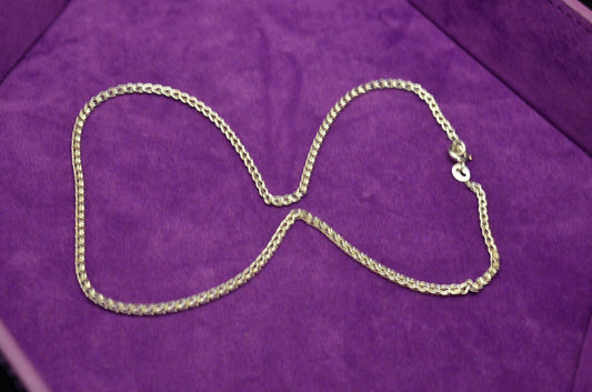 15.5" Silver Plated Curb Wheat hybrid chain necklace  2.1mm
