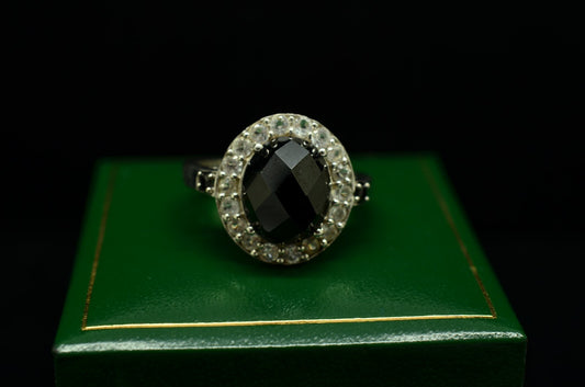 925 Sterling Silver Oval Onyx Ring  Sz 7
