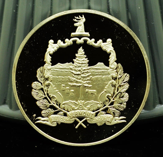 925 Silver Franklin Mint Art Round State of Vermont