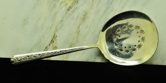 925 Sterling Silver Towle Rambler Rose Bon Bon Spoon w/ Pierced Bowl 4 3/4"