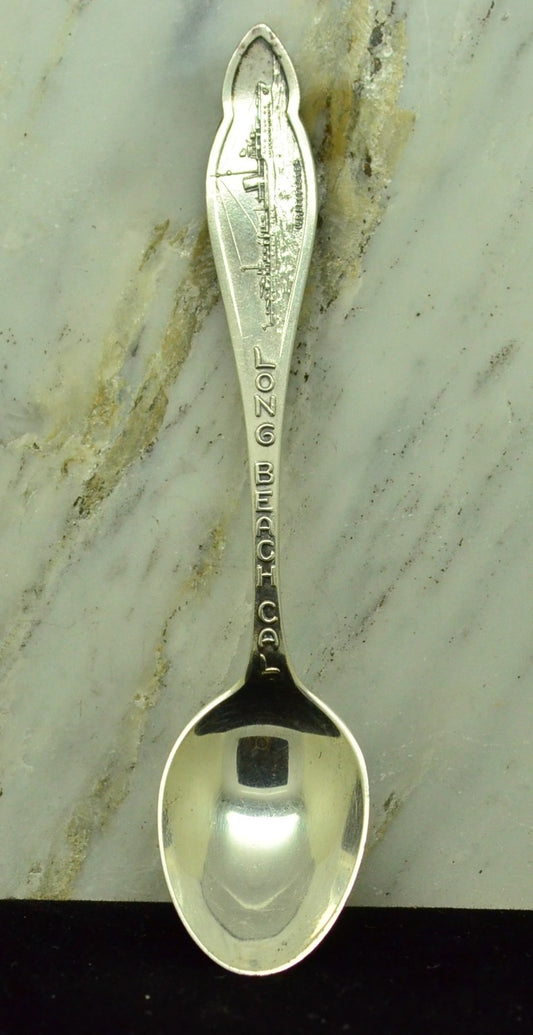 925 Sterling Silver Long Beach Cal U.S. Destroyer Souvenir Spoon 4 1/4" 11.3g