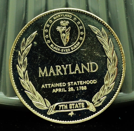 925 Silver Franklin Mint Art Round State of Maryland